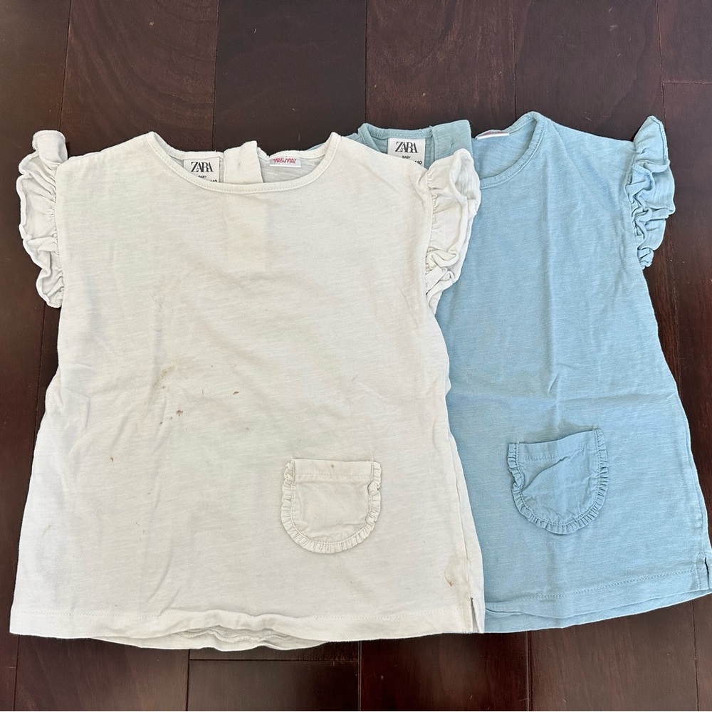 Zara set of 2 single pocket tees, size 4-5y